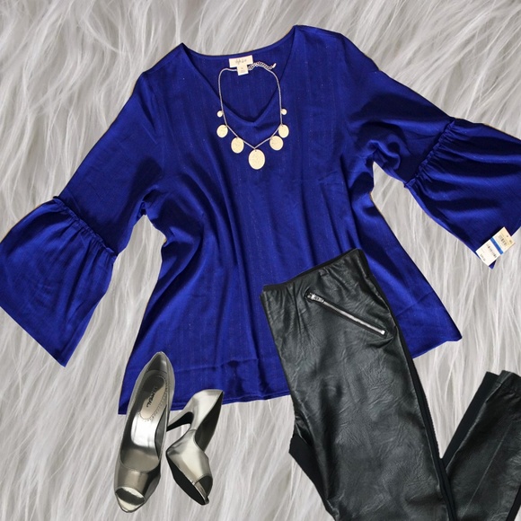 Style & Co. Tops - NWT Style & Co Blue Boho Blouse Size XL